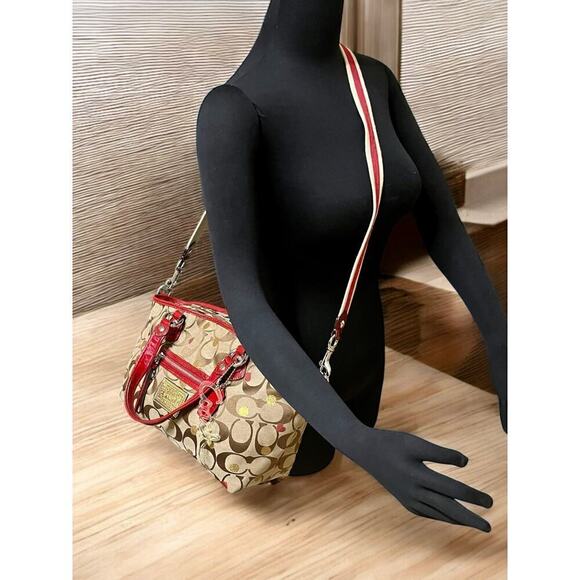 Coach 16295 Poppy Signature Lurex Rocker Secret Admirer Carryall & Wristlet - Picture 12 of 14